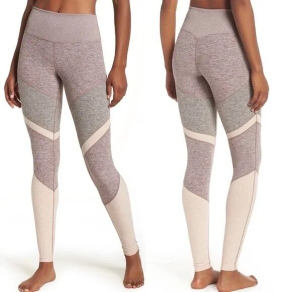 Alo Yoga Sheila Leggings Size XS Grey Pink Purple High Rise Athletic Pants Boho - Picture 1 of 6